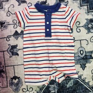 Janie and Jack Striped One Piece - Navy, Red, White